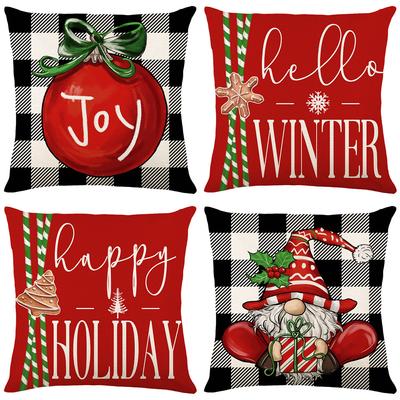 Christmas Pillow Cover Home Living Room Sofa Cushion Cover Black and White Check Decorative Pillow Cover