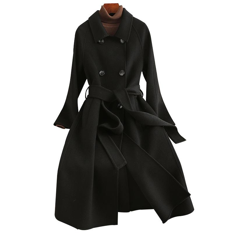 Cashmere coat women's autumn and winter new slim and thin high-end wool coat over the knee