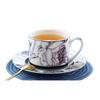 Bone China Kaffeetasse und Untertasse mit Löffel Blumenteetasse Keramik Teetasse Exquisite Teesets für Zuhause Büro