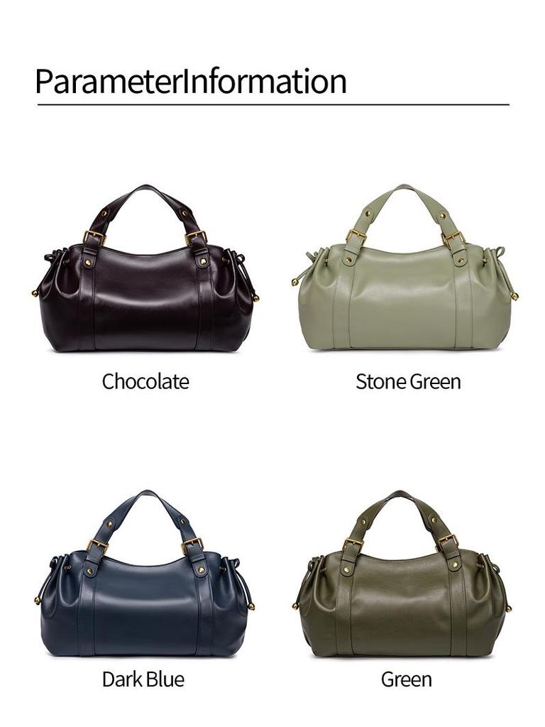 2025 Large Soft Leather Pleated Women's Handbag - Retro Tote, Textured Single Shoulder & Crossbody Bag