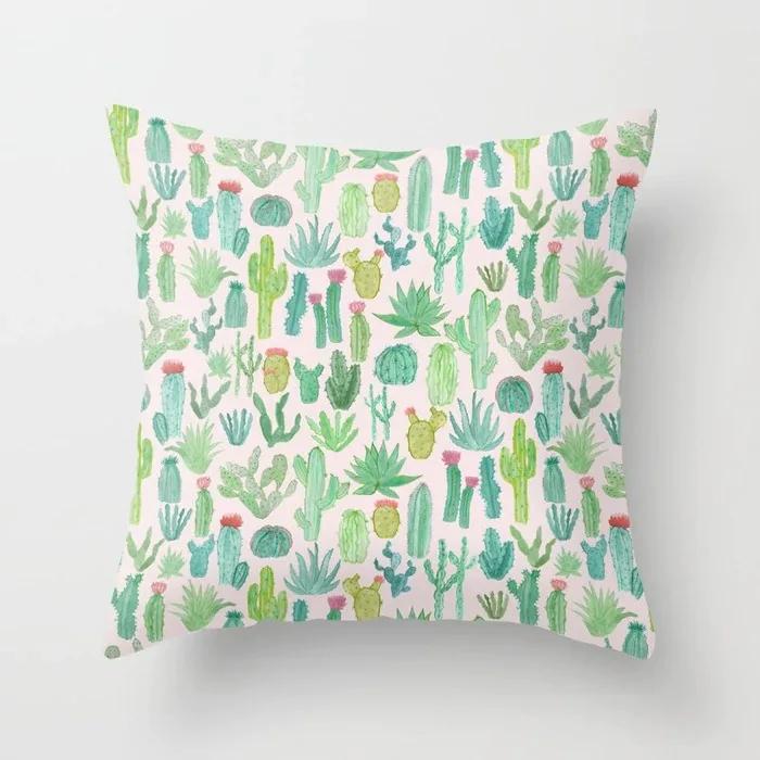 Nordic Style Tropical Plant Cactus Pattern Cushion Cover Sofa Car Office Pillowcase Home Decor
