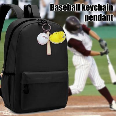 Baseball Schlüsselanhänger Anhänger Zink-Eisen-Legierung Holz Kunstleder Baseballschläger Kappe
