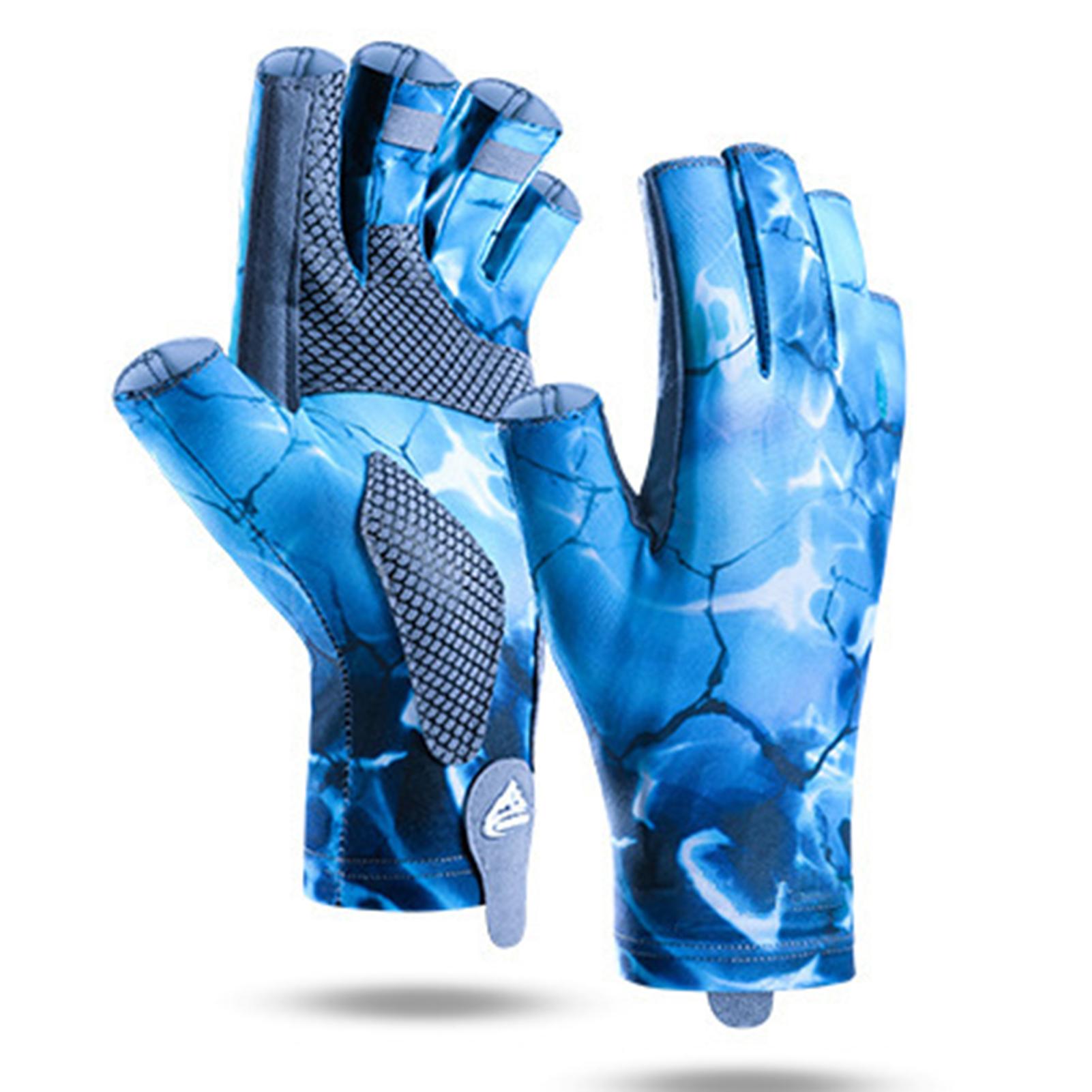 Unisex Fishing Gloves UV Protection Fingerless Gloves for Women Men for Outdoor Kayaking Rowing XL