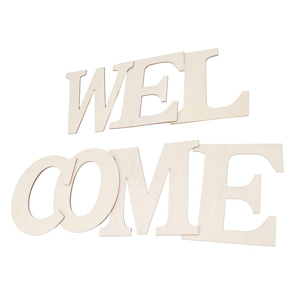 7PCS Welcome Sign Plywood 2mm Thickness Unpainted Welcome Decorative Letters for Wedding Party