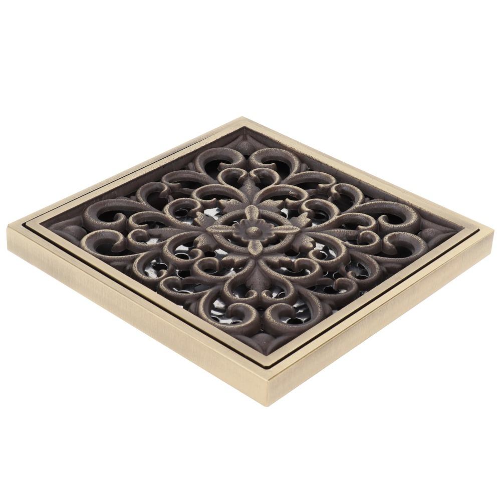 Copper Material Shower Drain Kit Square Shape Drain Strainer Floor Drain Grate  Shower Room