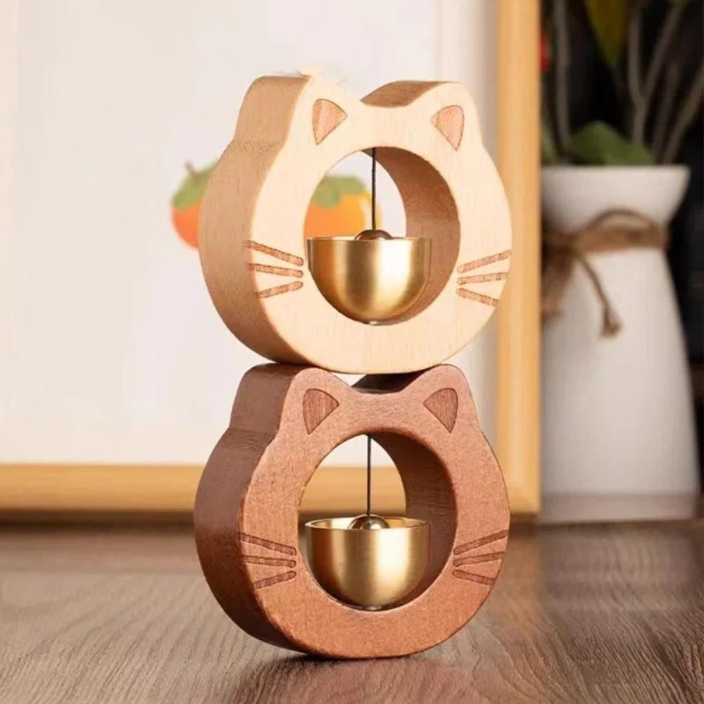 Wall Hanging Entrance Chime Magnetic Wind Chime Cute Cat Wooden Doorbell Apartment