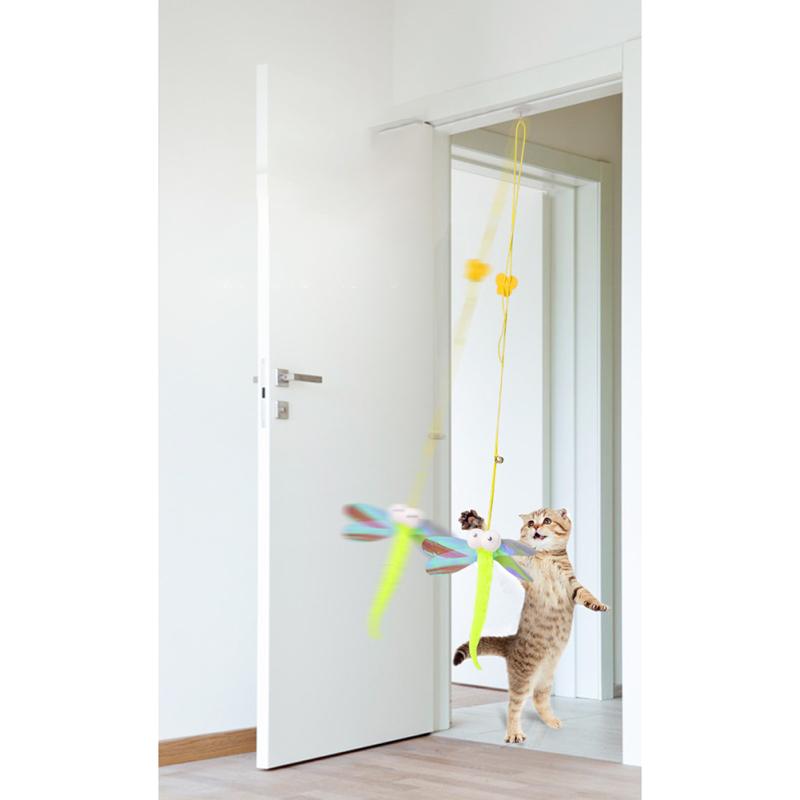 Colorful Door Hanging Cats Swing Toys Catnip Felt Doll Telescopic Elastic Rope Adjustable Buckle