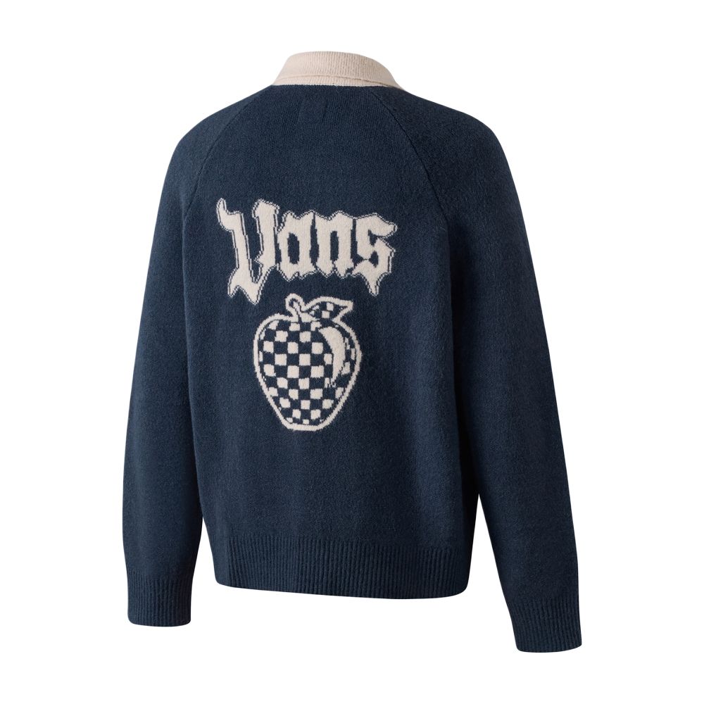 Vans Apple Cardigan Letter Zip-Up Long Sleeve Knit Sweater Women Tops VN000QT2JDU
