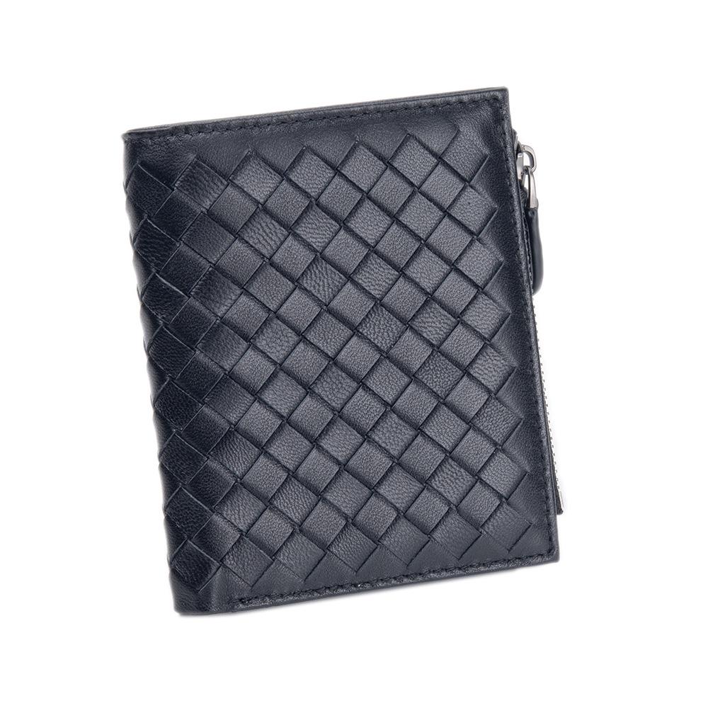 Women's Genuine Leather Hand-Woven Lambskin Wallet - Short, Large Capacity Coin Purse & Card Holder