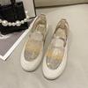 Loafers Women's 2025 New Summer Versatile Mesh One-pedal Soft-soled Rhinestone Flats Single Shoes