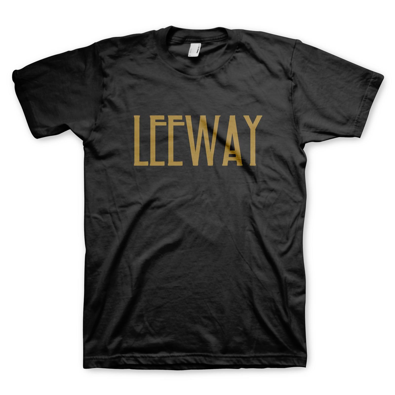 Men s Leeway Gold Text T-shirt Medium Black XXXXL