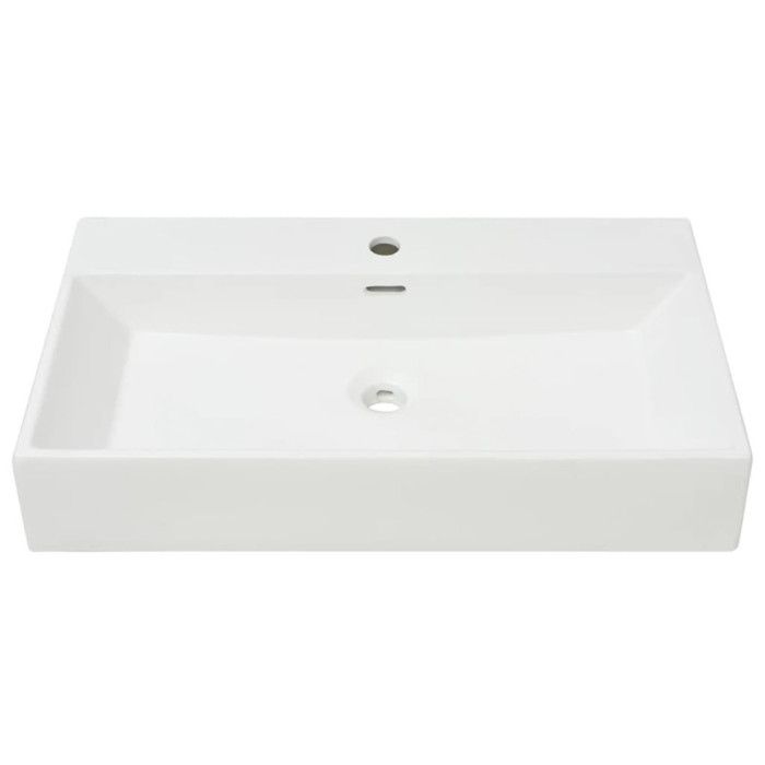 Vasque en céramique blanche VIDAXL - 76x42,5x14,5 cm - Rectangulaire - A poser