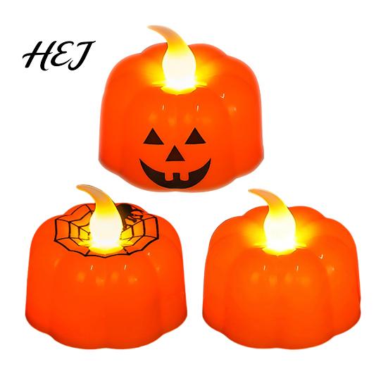 Atmosphere Lighting for Events 2Pcs Halloween Pumpkin Flameless Candles, Battery Operated LED Candle, Decorative Candles Party Supplies Light,