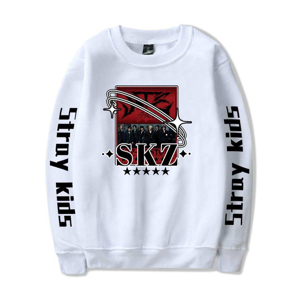

Мода Stray Kids Kpop свитер с круглым вырезом для мужчин/женщин Harajuku Hoodie Streetwear Толстовки Модные топы Повседневная одежда для подростков L белый