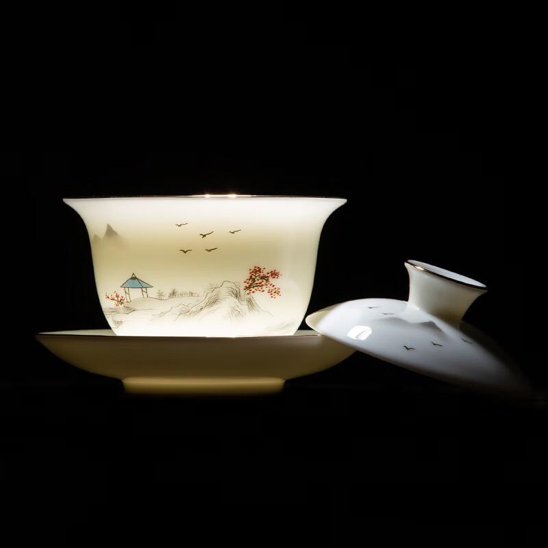 Dehua Weißporzellan Gaiwan mit Goldbemalung