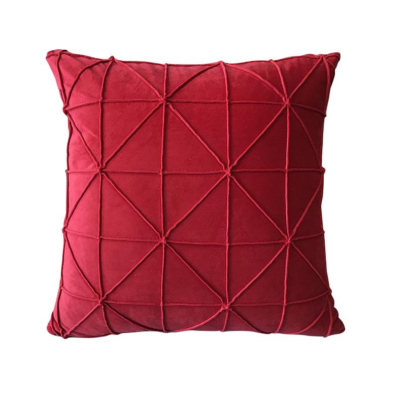 Single Pillow Pillowcase Without 45x45cm Core Dutch Velvet Solid Color Backrest With 3d Line Pleated Beige Grid Sofa Cushion And Pillowcase