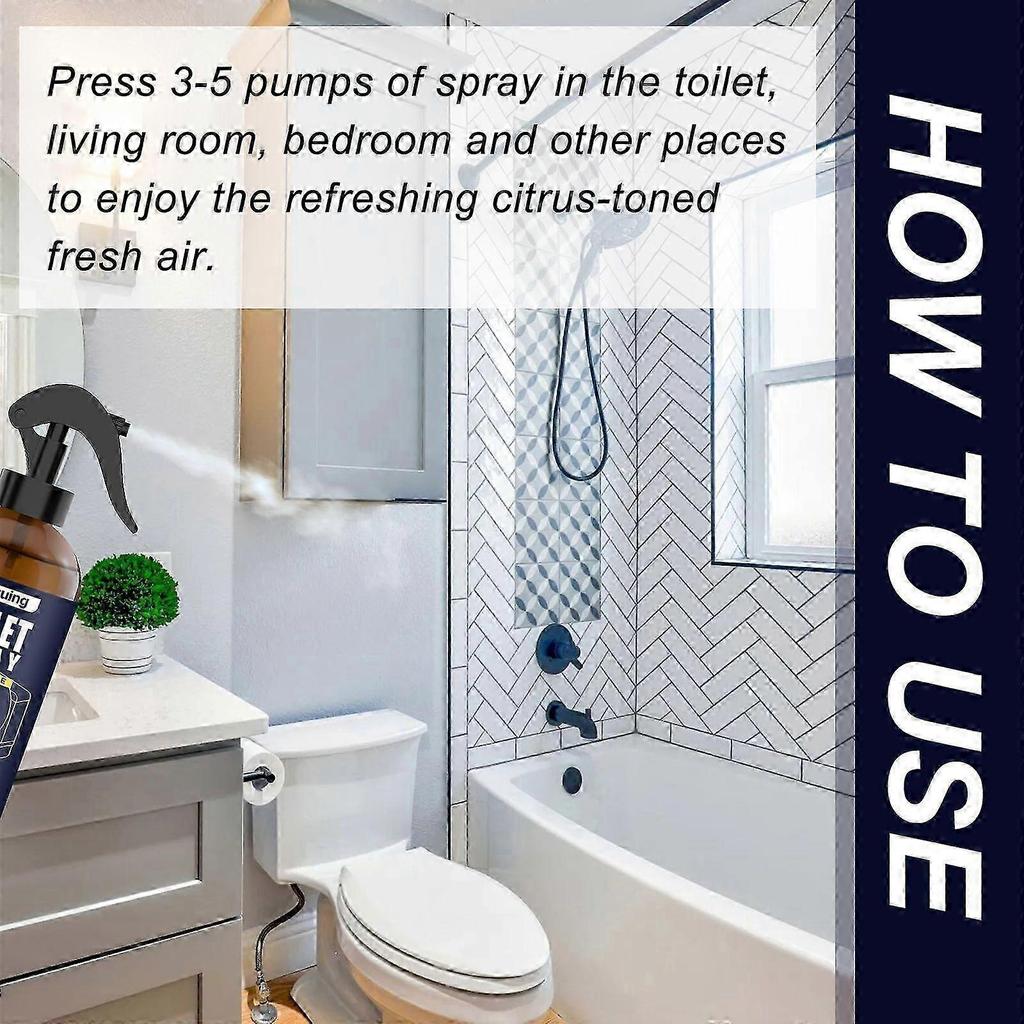 Long-Lasting Citrus Bathroom Freshener Spray with Bergamot & Natural Essential Oils  Odor Eliminator for Bathroom, Kitchen & Living Rooms, 120g