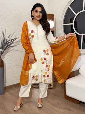 Women Designer Kurta Pant Dupatta Set Indian Bollywood Top Tunic Kurti Salwar Suit Dress