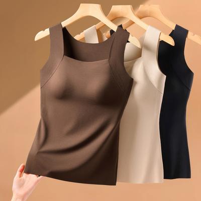 Débardeur Thermique Yousheng pour Femme Doublé Polaire Sans Manches Sous-vêtement Top avec Soutien-gorge Intégré Très Extensible Camisole Sous-vêtement Doux Chaud Couche de Base
