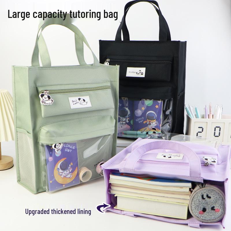 Transparent Canvas Art Bag: Portable Storage for Primary Students