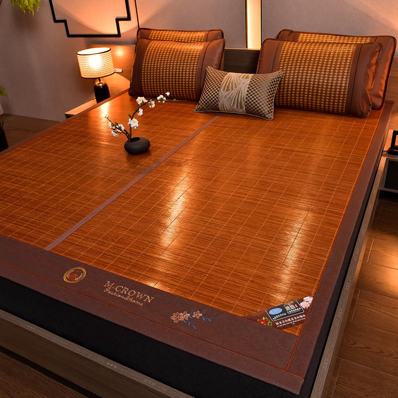 Bamboo Ice Silk Summer Cooling Mat: Foldable Double-Sided Mat for Dormitory or Home, 1.8m