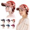 Lace-up Style Headscarf with Brim Breathable Headscarf Sun Hat  Summer Outdoor