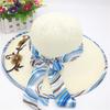 Ribbon Bowknot Decor Flower Stitching Sun Hat Foldable Wide Brim Floppy Straw Hat Costume Accessories