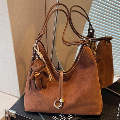 Casual Retro Suede Tote Bag Women's New Commuter Underarm Bag Fashion Niche Shoulder Bag Bag