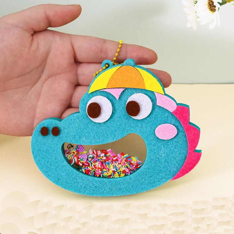 4Pcs Shaker Puzzle Toys Cartoon Non Woven Shake Pendant Diy Material Kits For Kids Easy To Paste Accessories Handmade Crafts