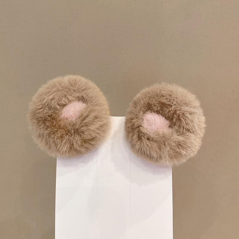 2Pcs/set Plush Animal Ears Hair Claw Clip for Kids Soft Cute Kawaii Cartoon Fuzzy Snap Clip for Children Girls Accessories Gift