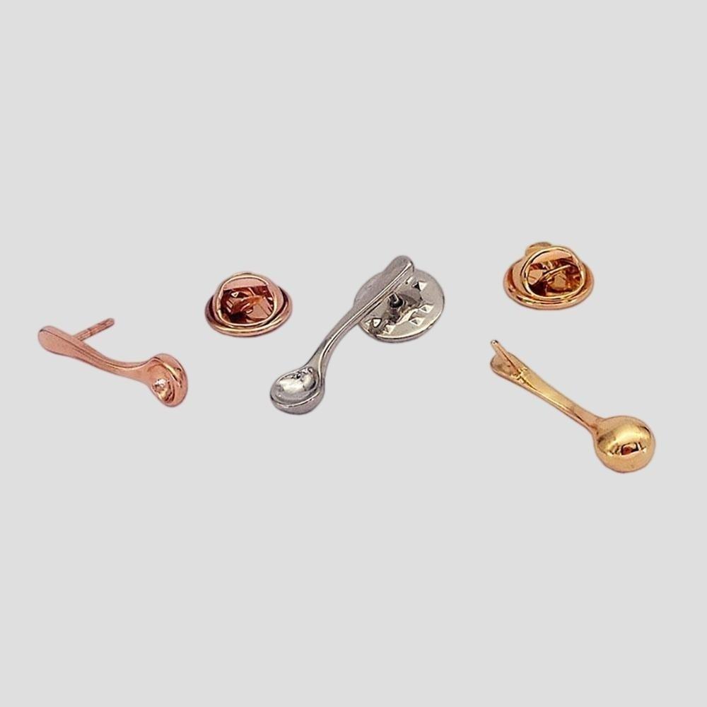 Small Size Coffee Spoon Lapel Pins Creative Metal Metal Badges New Spoon Brooch Denim Jackets