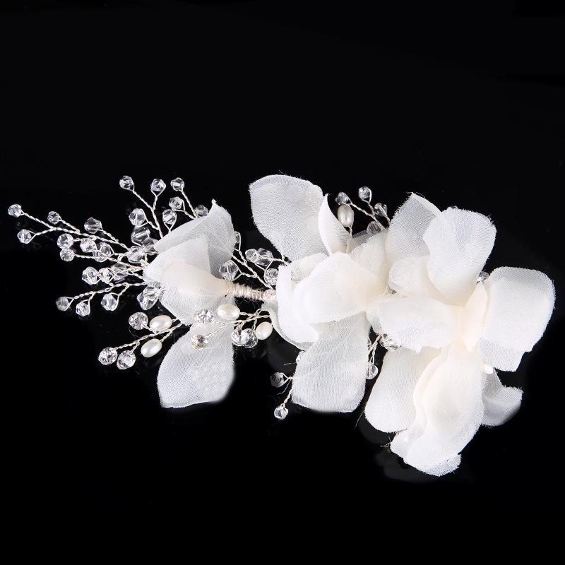 

Handmade Crystal Flower Bridal Headpiece - Wedding Hair Accessory for Brides белый