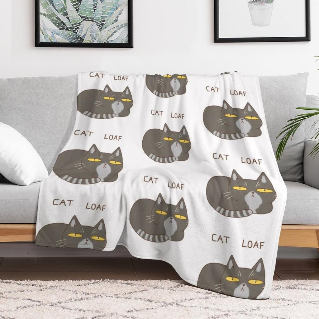 Funny gray cat loaf Throw Blanket Cozy Napping Blanket Gift for Mom Dad