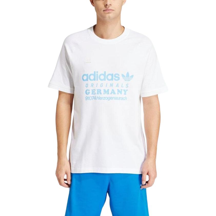 adidas Originals Logo Grafikdruck Rundhals Raglan Kurzarm T-Shirt Herren Oberteile Weiß IR9634