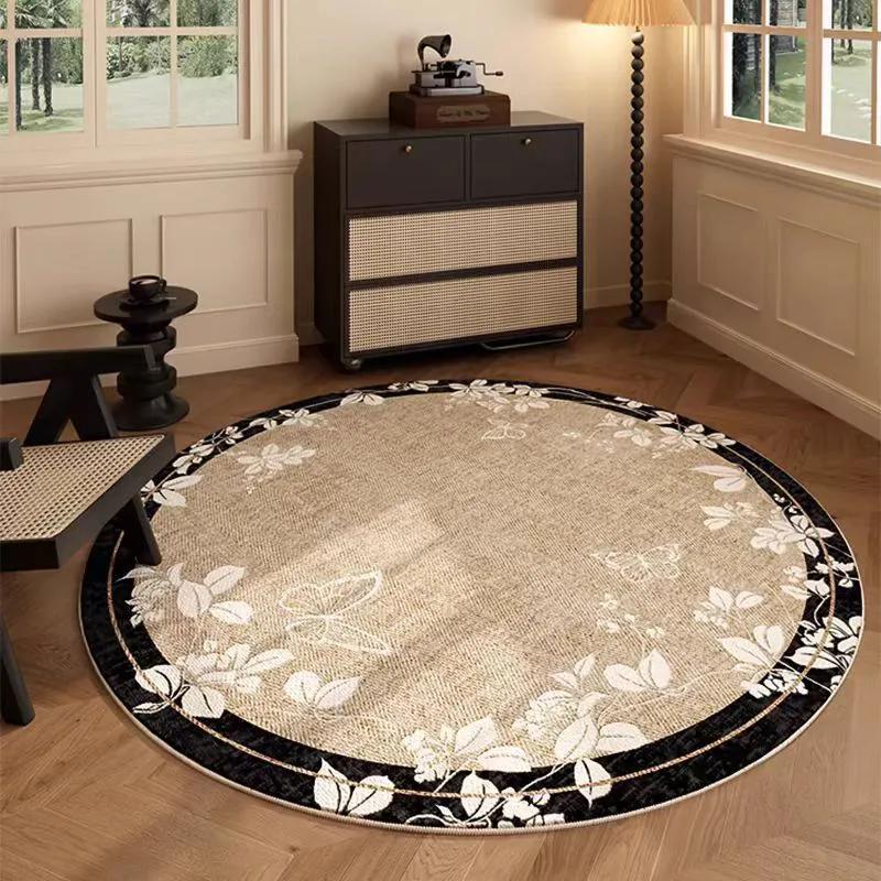 

WTEMPO Круглые ковры Простые элегантные ковры для гостиной Спальня Кабинет Вращающаяся подушка Домашние прикроватные одеяла Коврики 100cm хаки