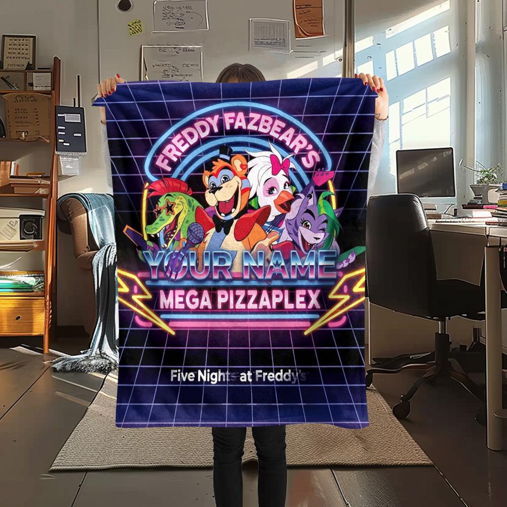 1PC Fnaf Celebration Custom Name Patterned Flannel Blanket Suitable For All Seasons For Home Decor Warmth And Comfort Gifts Holiday Present
