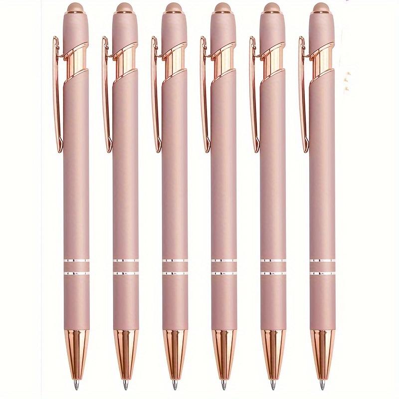 

6 шт. Шариковая ручка 2-в-1 Стилус Выдвижная шариковая ручка со стилусом, Металлическая ручка-стилус для сенсорных экранов, 1,0 мм (Черные чернила )