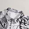 Men Summer Short Sleeved Shirts with Lettering Ink Graffiti Printing Digital Printing Shirt