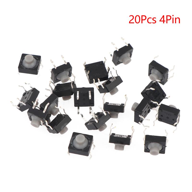 20Pcs 8X8X5Mm Silent Tactile Push Button Switch 2Pin 4Pin Copper Contact For Diy Electronic Circuit Control Parts