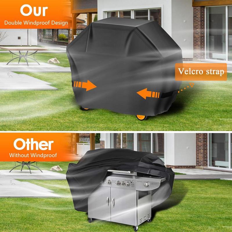 Grill Cover Burner Barbecue Cover Adjustable Oxford Fabric Waterproof Anti-UV Windproof Protection for Cooking Grilling Lawn