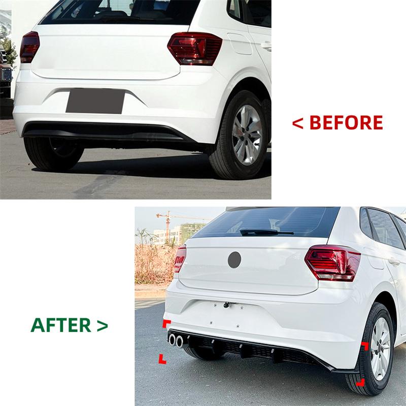 For Volkswagen VW Polo MK6 2019 + Rear Bumper Lip Diffuser Spoiler Splitter Protector Car Styling Auto Decoration 2020 2021