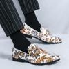 Design Tassels Mens Dress Shoes Big Size 46 Fashion Printed Wedding Party Shoes Men Slip-on Leather Shoes For Men Flat Loafers