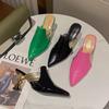 Fashion Summer High Heel Slippers for Women Elegant Pointed Toe Mules Woman Strange Heel  Wedding Party Shoes Big Size Slippers