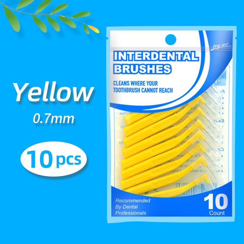 L-Shaped Interdental Toothbrush Set (10-Pack) with Wire Bristles