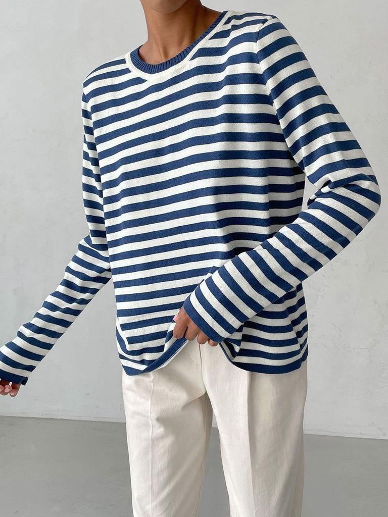 2025 Spring Retro Striped Women's Sweater: Classic European & American Style