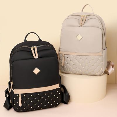 Fashion Backpack Rivet Rhomboid Line Women Backpack Casual Travel Bag Travel Backpack