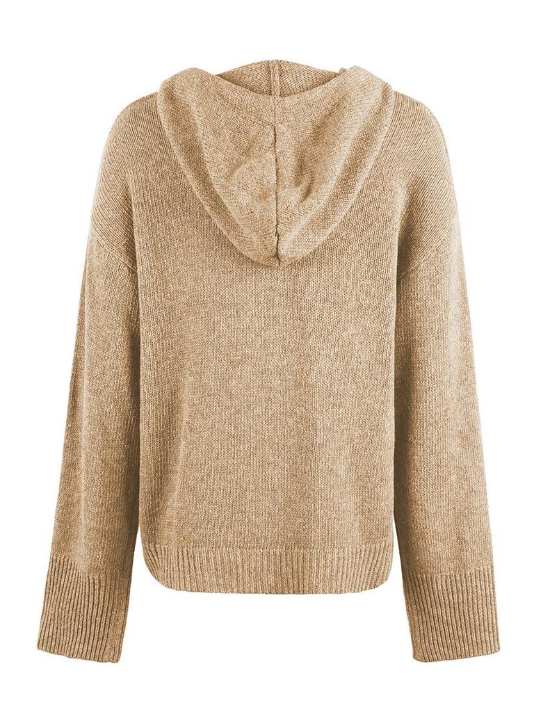 Mao Mao Yu Women's Hooded Solid Color Knit Cardigan - 2023 Autumn/Winter Collection