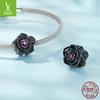 Electroplated Black Rose Diy Beads, Dark Wind Mysterious 925 Sterling Silver Bracelet Beads Scc2380