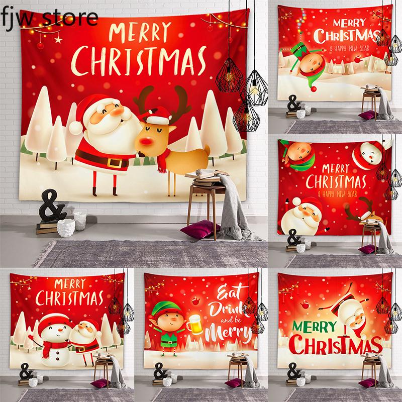 

Merry Christmas Decorative Tapestry Santa and Reindeer Snowman Wall Decor Tapestry Room Living Room New Year Home Decor