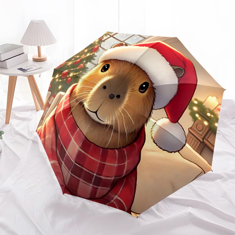 1pc Christmas Capybara Automatic Umbrella Durable Iron Frame & Plastic Handle, Gift for Men & Women, Sturdy Construction yy250902066